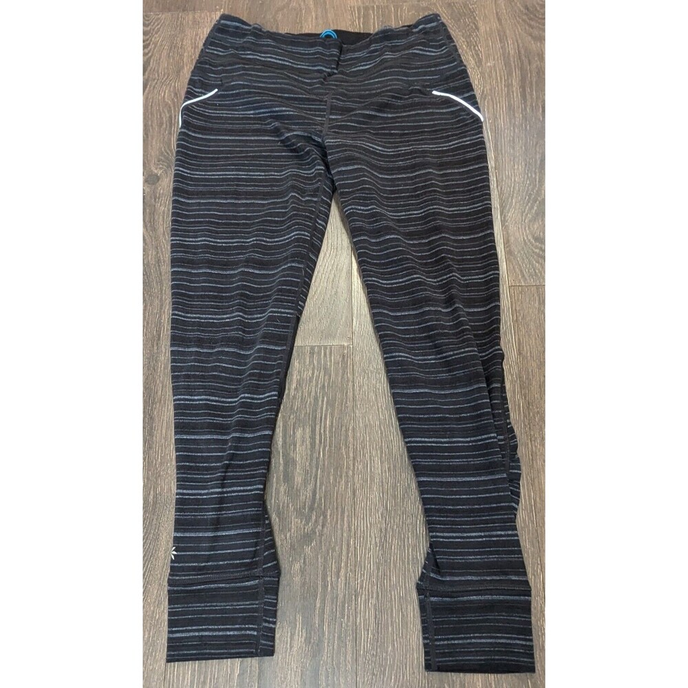 Athleta Leggings Women's Medium Gray Striped Compression Gym (434)